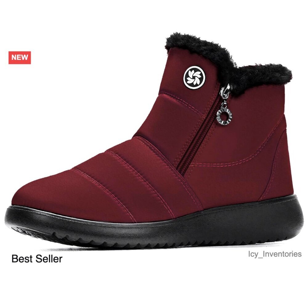 Waterproof Winter Ankle Booties Insulated Warm Fur Lined Comfortable Snow Boots